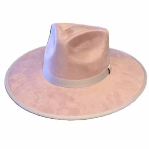 Pink Vegan Suede Flat Brim Hat – Pinch Front Western Style
