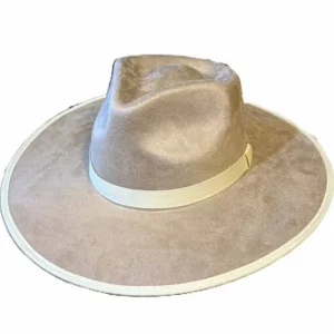 Buckskin Vegan Suede Flat Brim Hat – Pinch Front Western Style