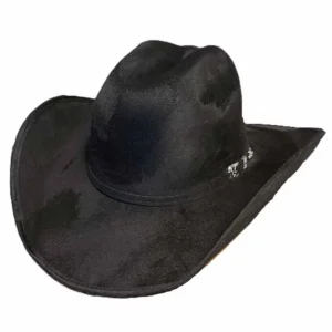 Black Vegan Suede Cowboy Hat - Silverton Crown