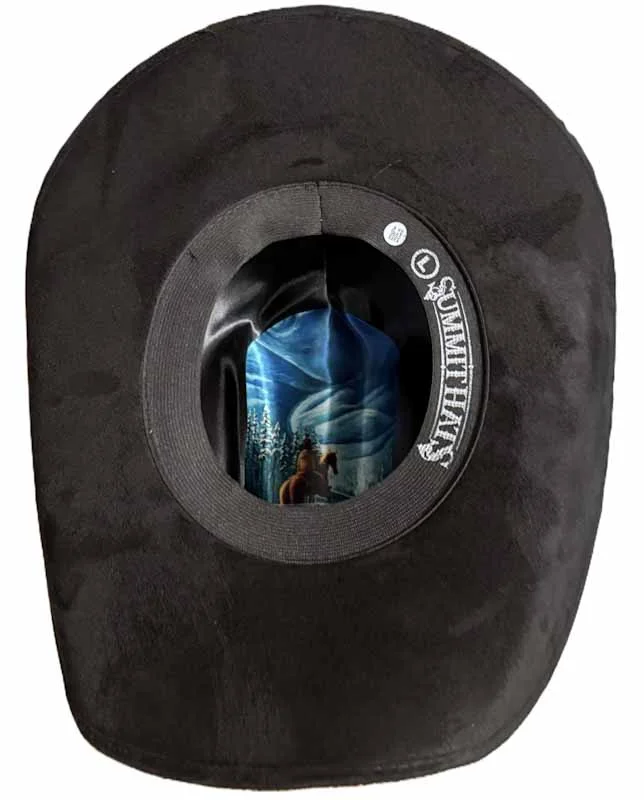 Black Vegan Suede Cowboy Hat - Silverton Crown 2 Black Vegan Suede Cowboy Hat - Silverton Crown