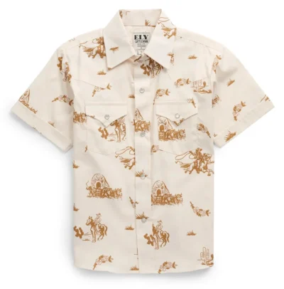 Kids Short sleeve Western Shirt with cowboy print