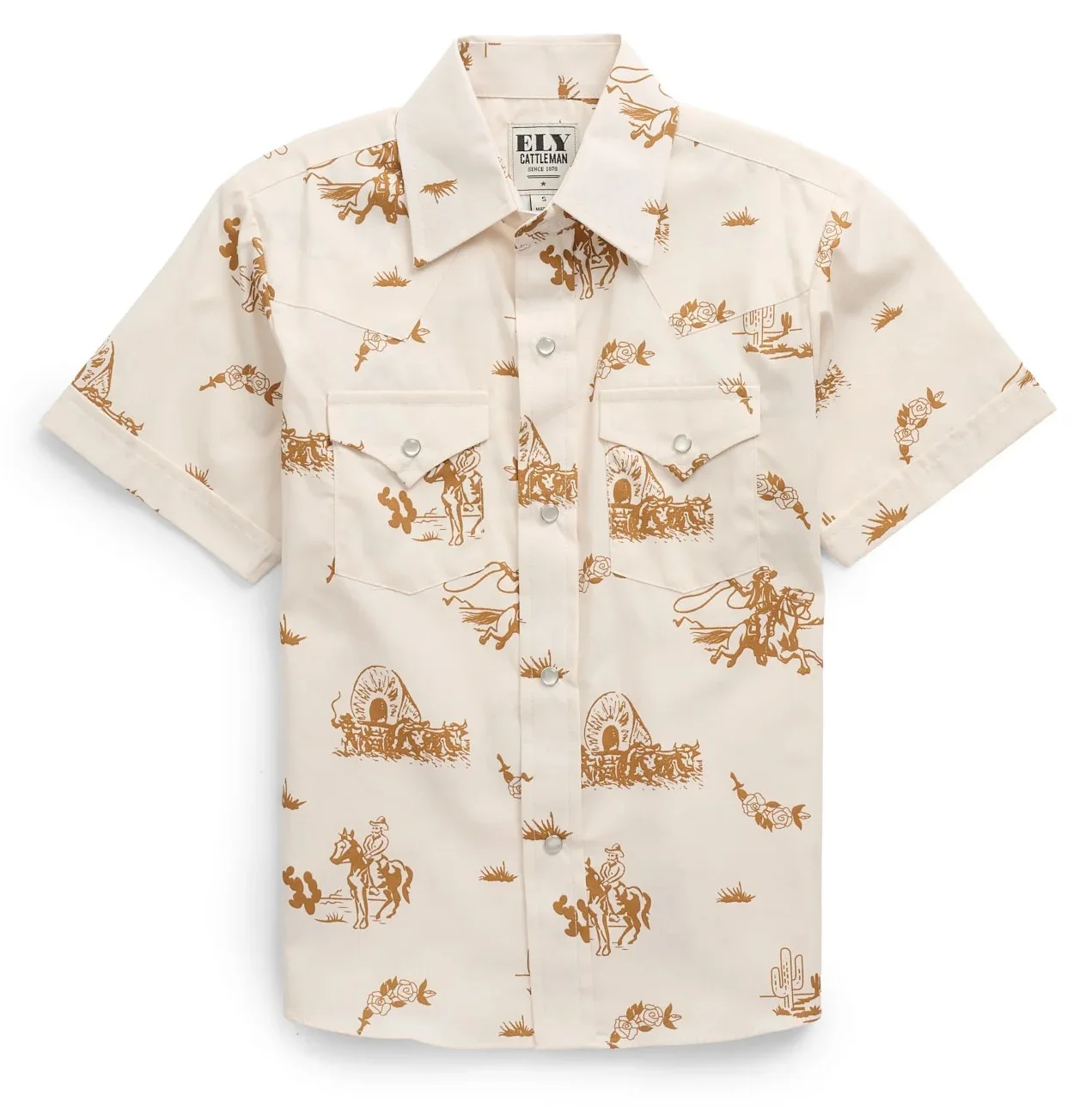Kids Short sleeve Western Shirt with cowboy print