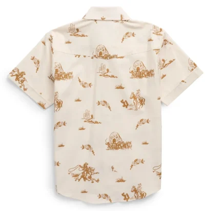 Kids Short sleeve Western Shirt with cowboy print