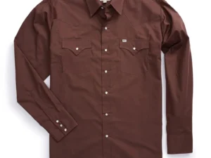 Men's chocolate brown pearl snap western shirt