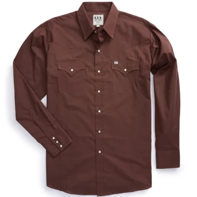 Men's chocolate brown pearl snap western shirt