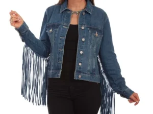 women's fringe denim jean jacket