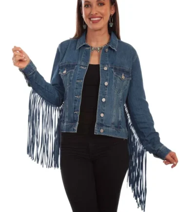 women's fringe denim jean jacket
