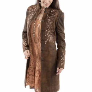 Scully Women's Embroidered Brown Suede Dress Western Coat