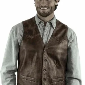 Scully Men's Lambskin Leather Western Vest - Coyote Brown - S to 4X