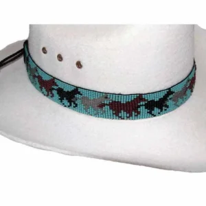Running Horses Turquoise Beaded Hat Band