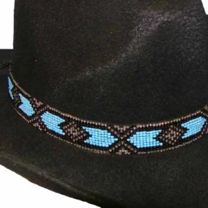 blue beaded cowboy hat band with Tie back