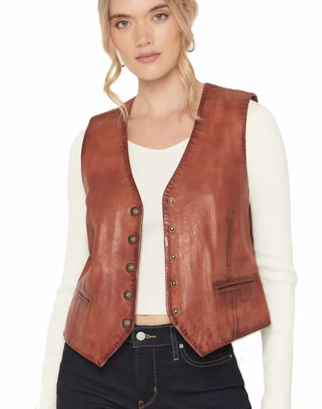 Scully Women's Lambskin Snap Front Cognac Western Vest 1 Women's Lambskin Snap Front Cognac Western Vest
