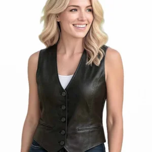 women's lambskin leather western vest