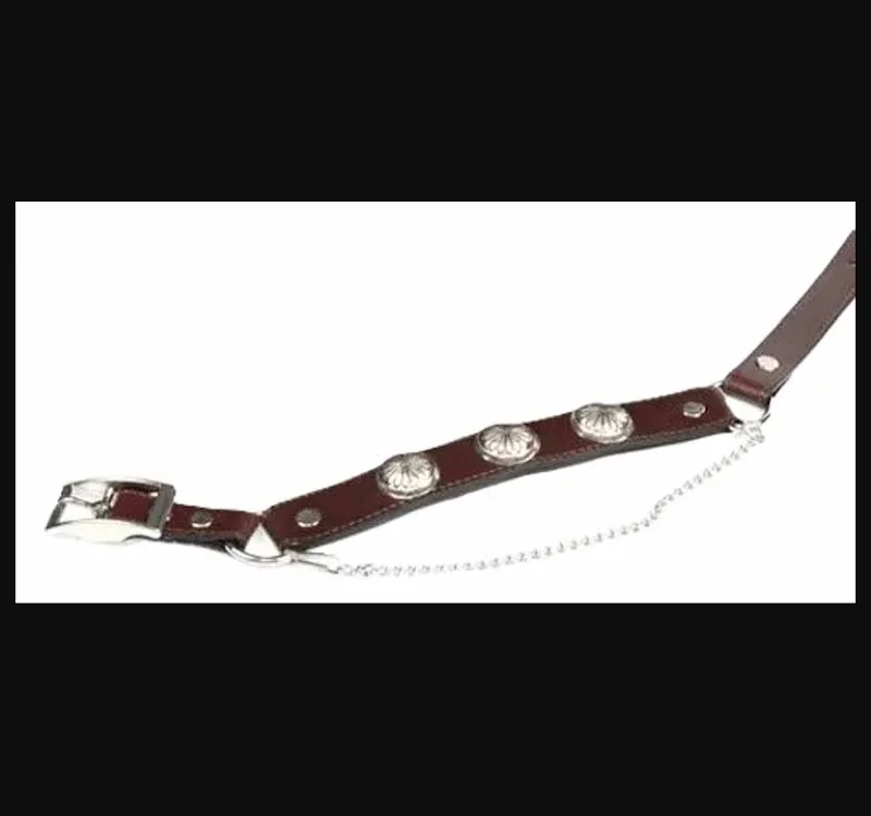 PAIR- Brown Leather Silver Starburst Cowboy Boot Chains - USA 2 leather silver concho cowboy boot Chains