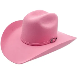 Silverton Pink Wool Cowboy Hat has the raw edge brim with a Silverton crown made of real 4X Fur Blend