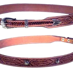 Tooled Arrow Brown Leather Cowboy Hat Band