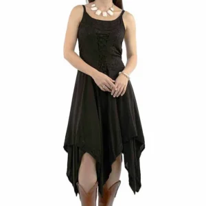 Scully Women's Western Embroidered Handkerchief Dress black