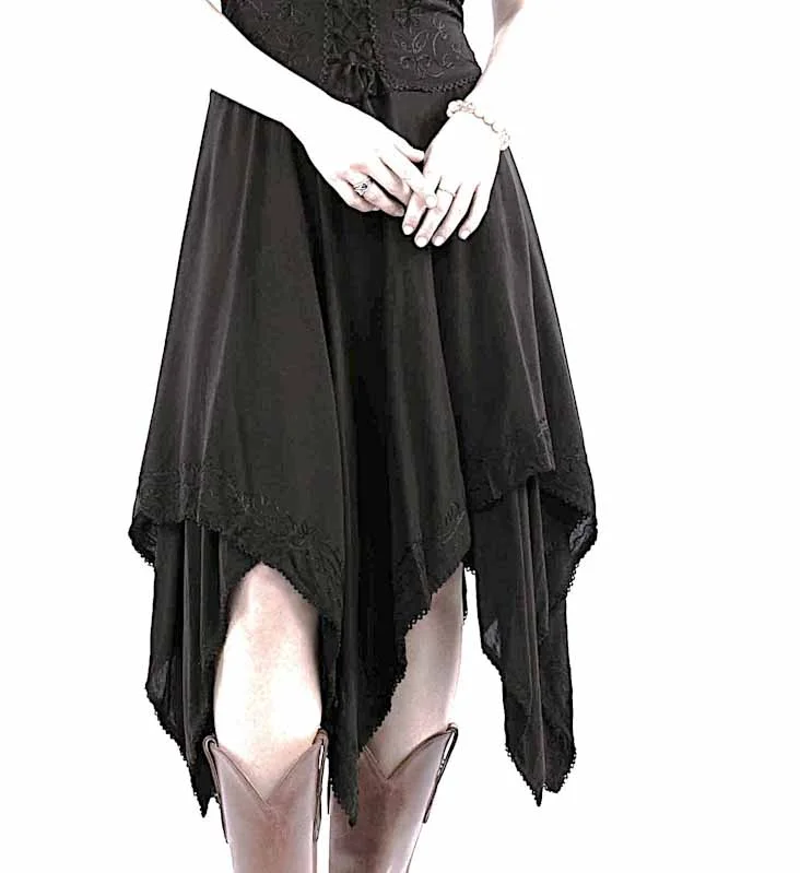 Scully Women's Western Embroidered Handkerchief Dress - Black Rayon 2 Scully Women's Western Embroidered Handkerchief Dress black