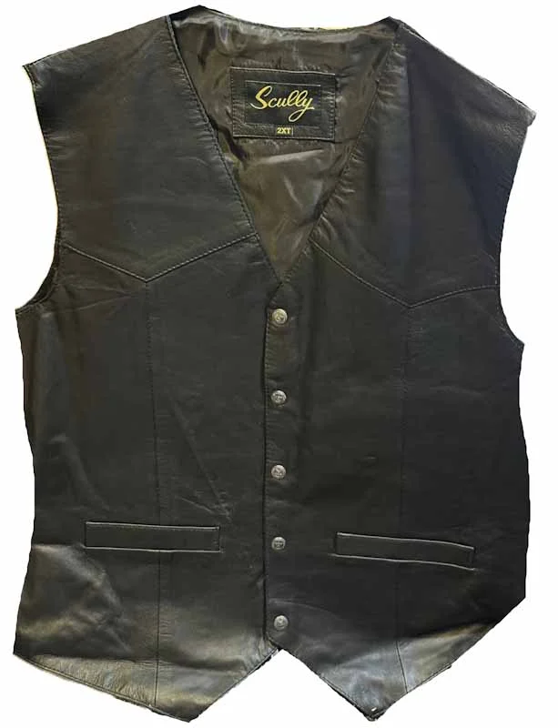 Scully Men’s Snap Front Western Vest - Black Lambskin Leather - S to 4X Reg & Tall 3 Scully Men’s Snap Front Western Vest - Black Lambskin Leather - S to 4X Reg & Tall - Image 3