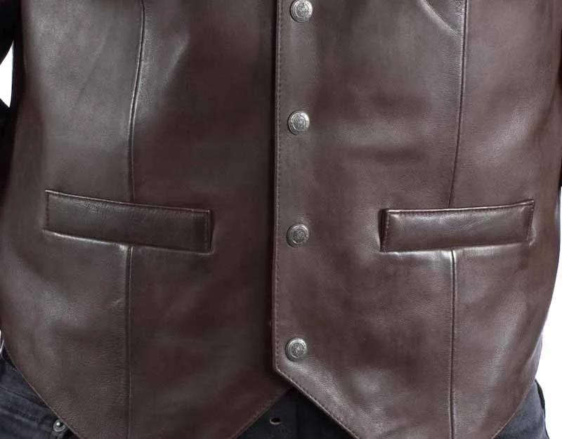 Scully Men’s Two Tone Western Vest – Brown & Cognac Lambskin – Snap Front - S to 4X 4 Scully Men’s Two Tone Western Vest – Brown & Cognac Lambskin – Snap Front - S to 4X
