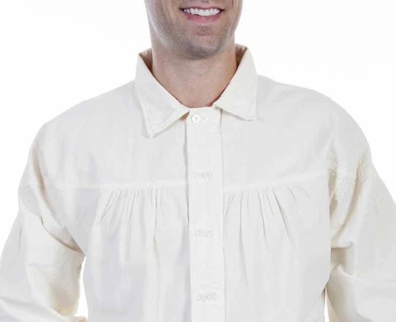 Scully Men's Pleated Old West Shirt - Ivory Cotton 2 Scully Men's Pleated Old West Shirt - Ivory Cotton
